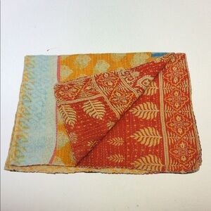 Colorful Indian Reversible Throw Kantha Blanket